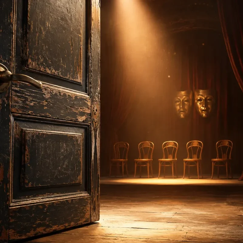 A symbolic image for the article: The play “Bab”.. Kiss life for the Libyan theater