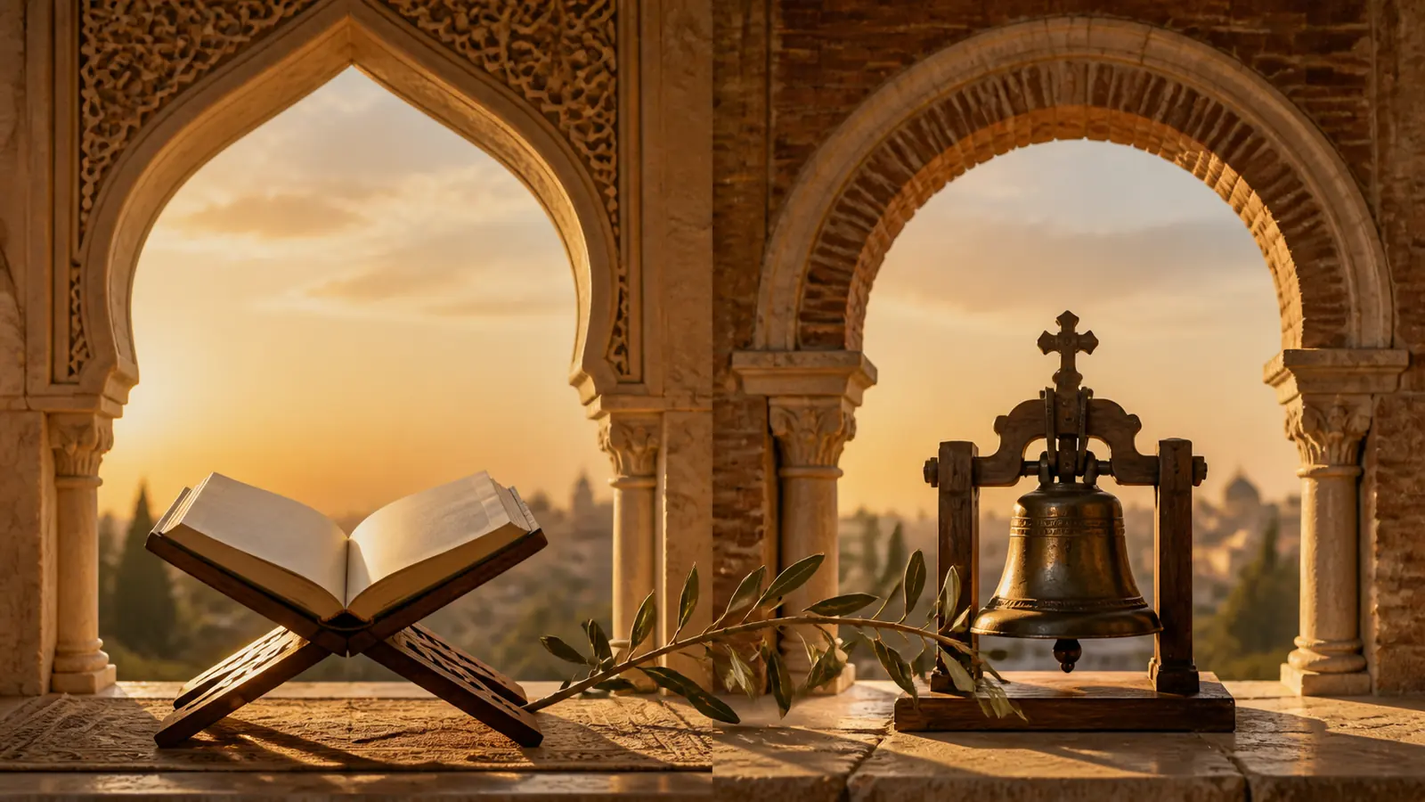 A symbolic image for an article: A gathering of Muslim scholars with the participation of a Greek Orthodox Archbishop of Jerusalem who rejects normalization